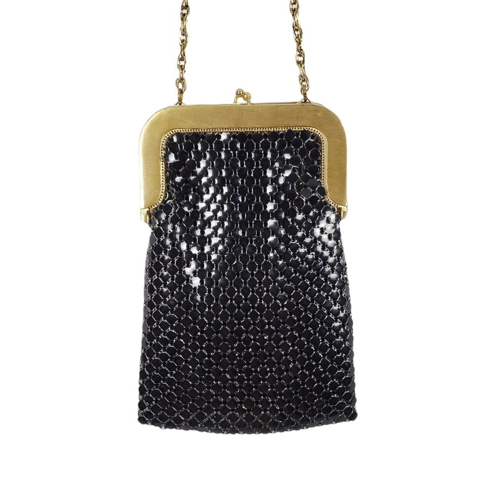 Vintage Whiting and Davis Black Mesh And Clasp Bag